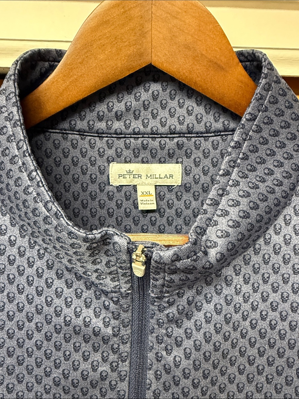 EUC! Peter Millar Blue Patterned Quarter-Zip Sweater
